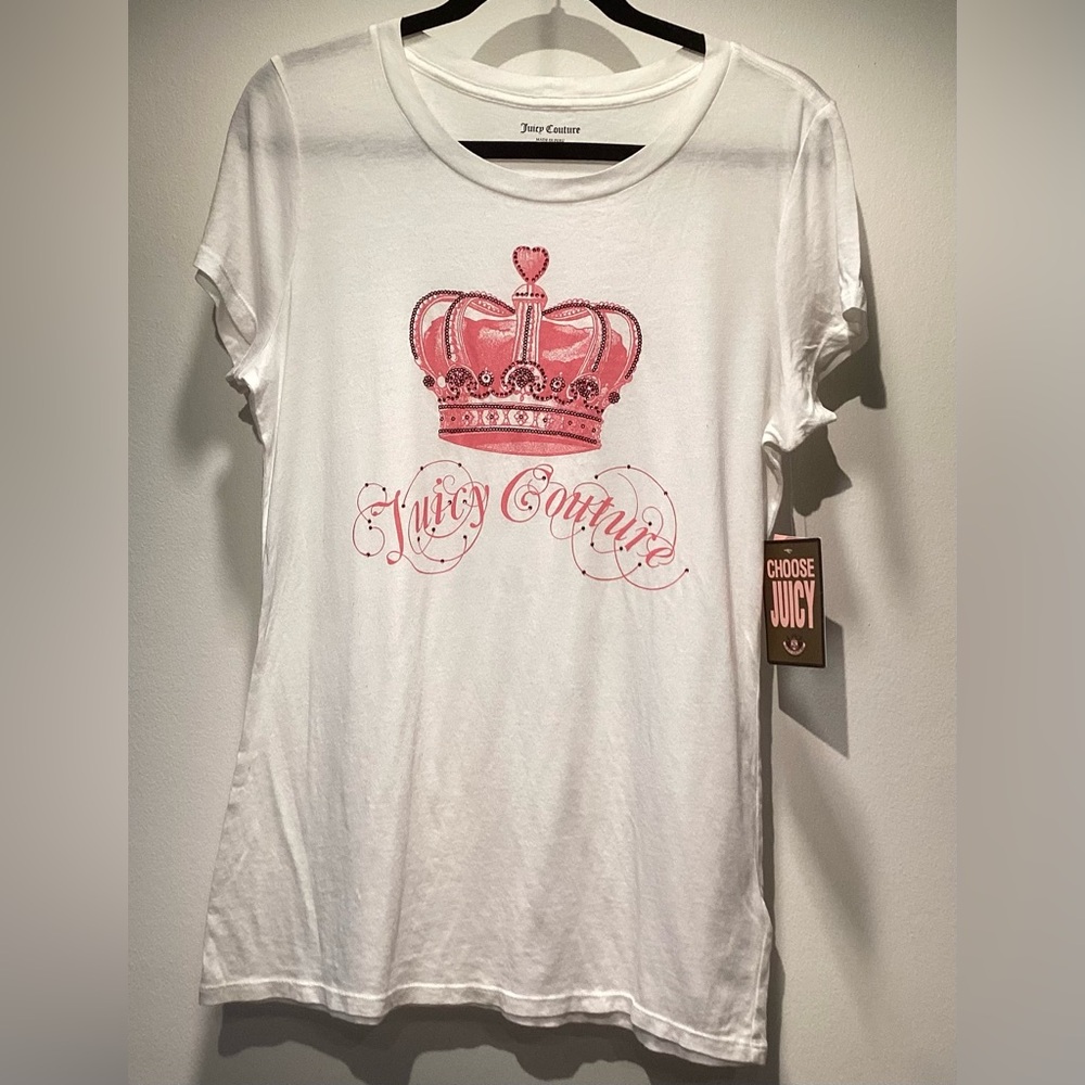 NWT Y2K Juicy Couture Crew Neck T-shirt with crystals and sequins
